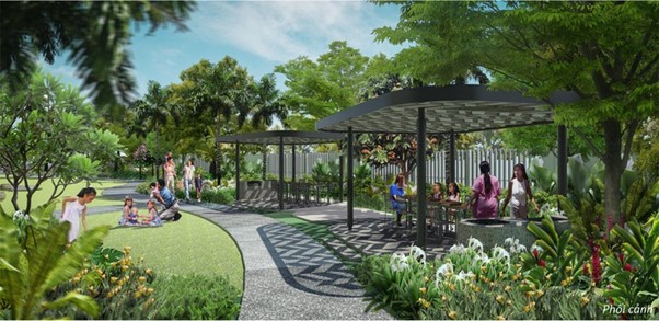Phối cảnh khuôn viên xanh mát tại Palm City